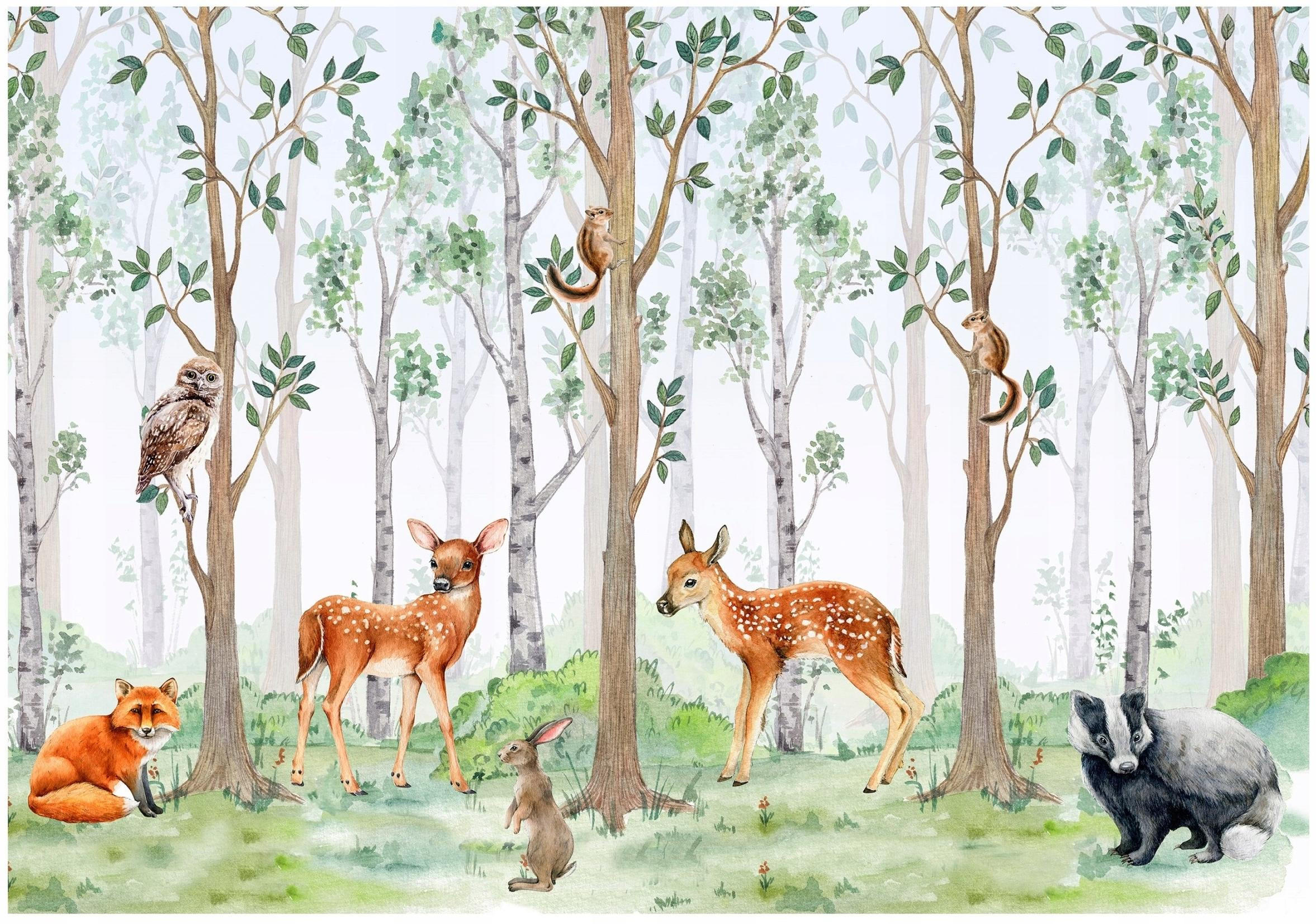 FOTOTAPETE Kinderzimmer Wald Vliestapete Tapete 350x250 - Multicolor, Papier (350/250cm) - Wallarena