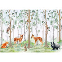 FOTOTAPETE Kinderzimmer Wald Vliestapete Tapete 200x140 - Multicolor, Papier (200/140cm) - Wallarena