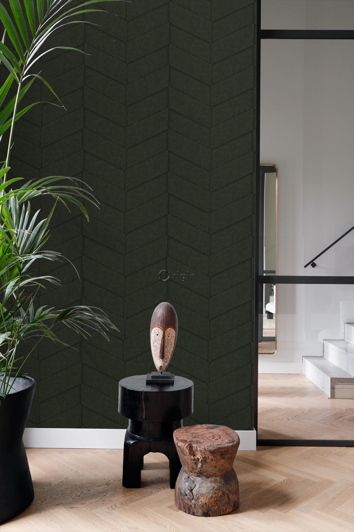 TAPETE Fliesenmuster mit Schlangenhaut-Motiv 53 cm x 10.05 m - Grün, Papier (53/1000cm) - Origin Wallcoverings