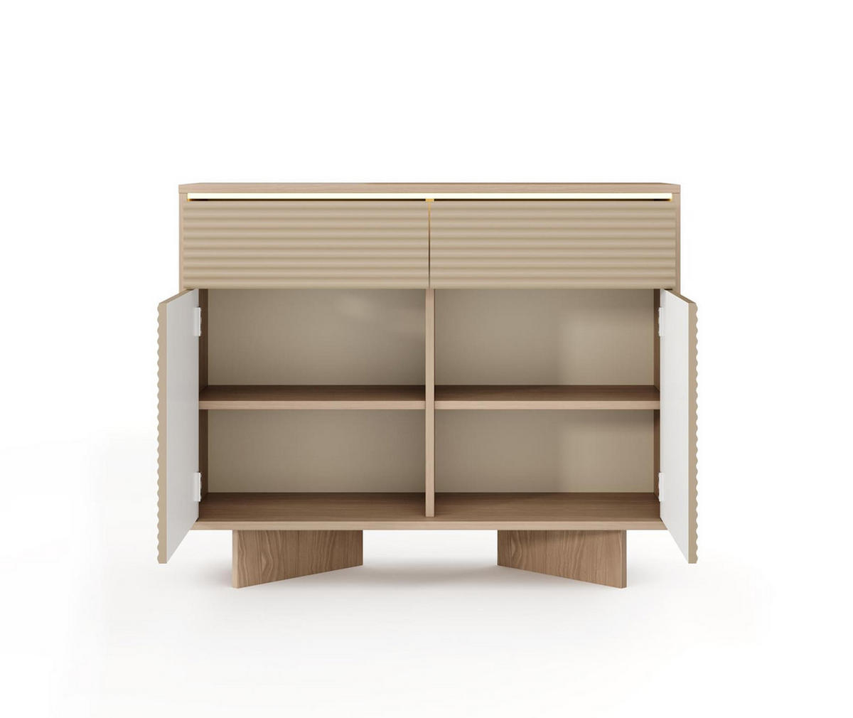 KOMMODE DEMI Cappuccino, Kommode mit Schubladen und LED-Beleuchtung - Cappuccino, Holzwerkstoff (104/84/40cm) - Bettso