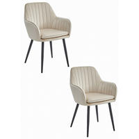 ESSZIMMERSTUHL 2er Set Beige Velours, Bequem Für Wohnzimmer, Küche Oder Büro - Beige, Textil (43/89/43cm) - Best For Home