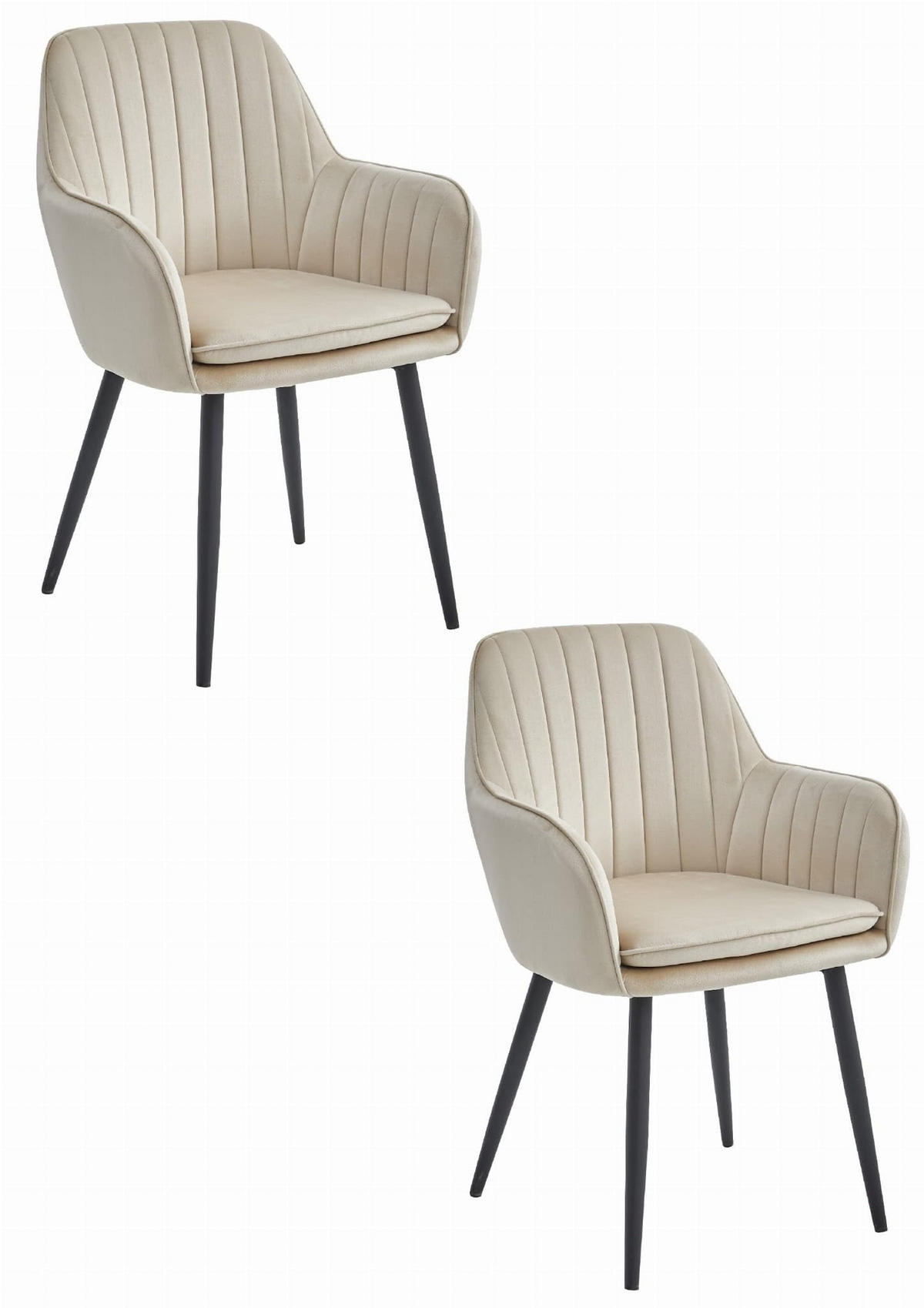 ESSZIMMERSTUHL 2er Set Beige Velours, Bequem Für Wohnzimmer, Küche Oder Büro - Beige, Textil (43/89/43cm) - Best For Home