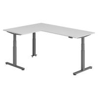 ECKSCHREIBTISCH elektrisch höhenverstellbar L-Form 160/200/74 cm in Grau/Graphitfarben - Graphitfarben/Grau, Holzwerkstoff (160/200/74cm) - bümö