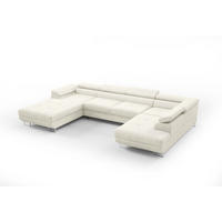 WOHNLANDSCHAFT Gianluca - Creme, Holzwerkstoff/Textil (205/90/345cm) - Fun Möbel