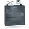 SCHUHSCHRANK Malea Fronten in Grau Hochglanz - Grau, Holzwerkstoff (89/96/23cm) - Vladon