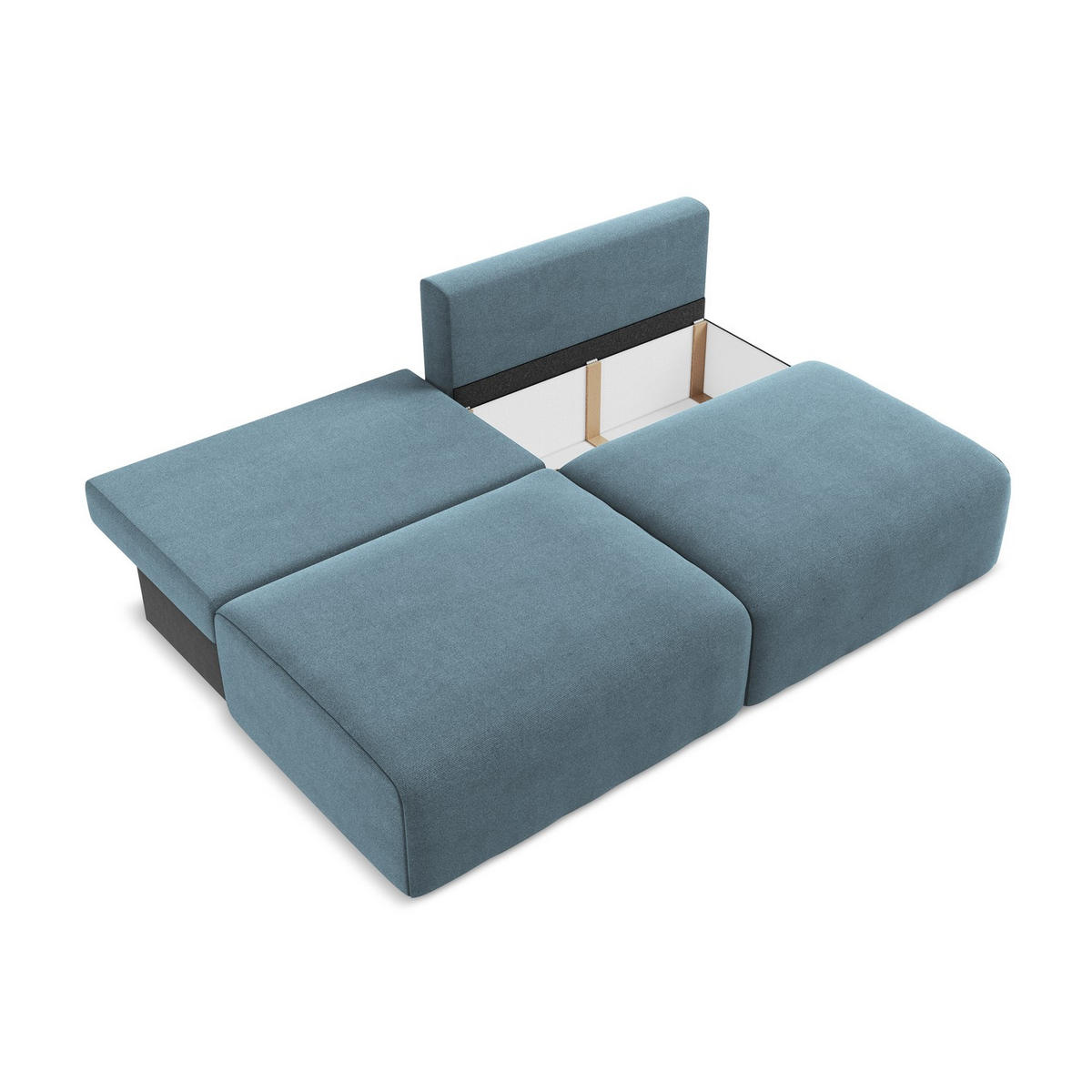 3-SITZER SOFA mit Schlaffunktion Strukturstoff Stoff Blau - Blau/Schwarz, Kunststoff/Textil (216/79/102cm) - LaMiaSofa