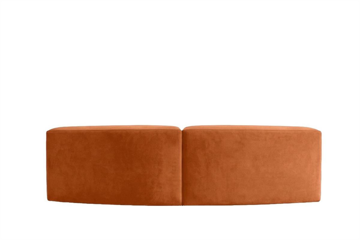 SOFA Round, Velvet-Stoff Bluvel, Zimtfarbe, GRETA - Orange, Holz (294/70/89cm) - Kaiser Möbel