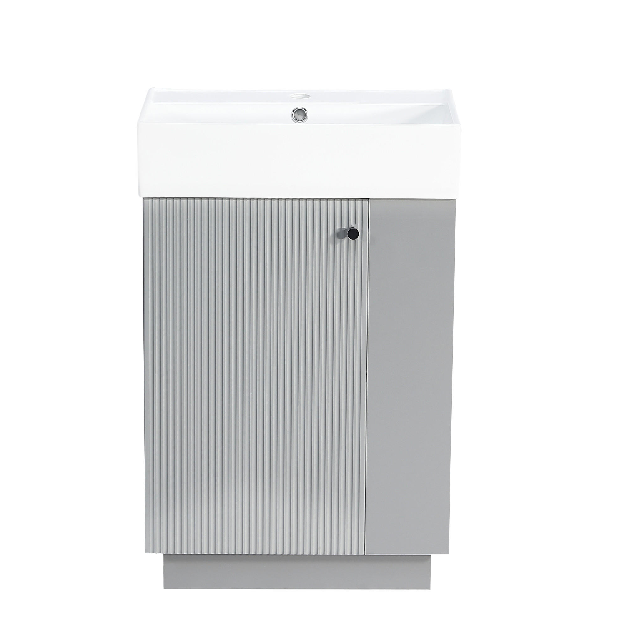 BADEZIMMERSCHRANK Waschbeckenunterschrank Rillenoptik Keramik Grau 55cm - Grau, Keramik (55/87/32cm) - FLIEKS