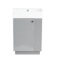 BADEZIMMERSCHRANK Waschbeckenunterschrank Rillenoptik Keramik Grau 55cm - Grau, Keramik (55/87/32cm) - FLIEKS