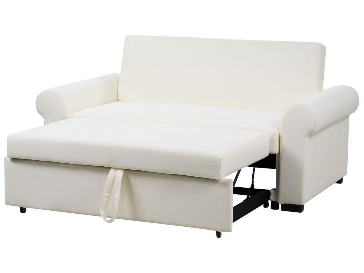 2-SITZER-SCHLAFSOFA Leinenoptikcreme Silda - Weiß, Textil (173/92/93cm) - Beliani