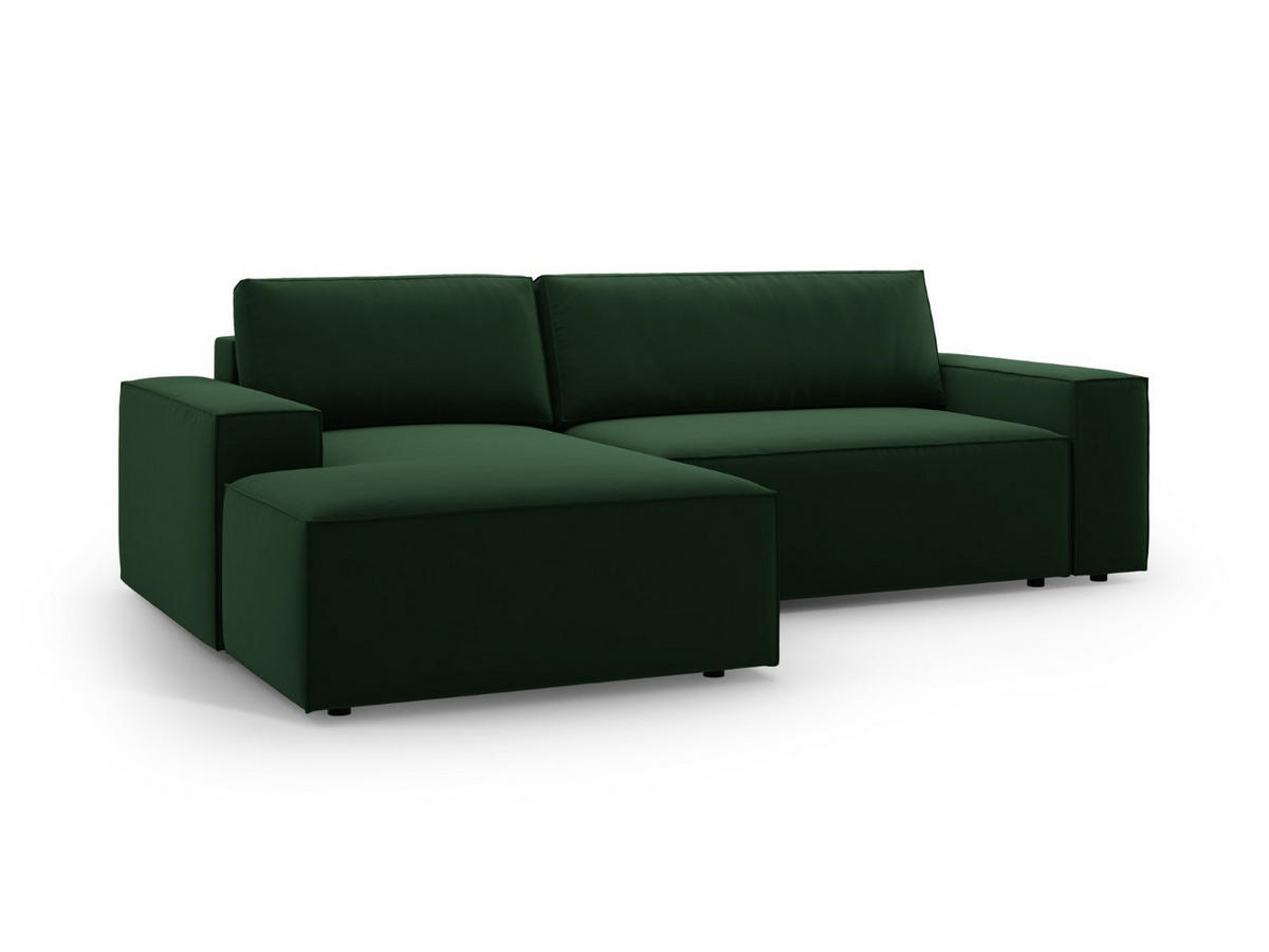 ECKSOFA ausklappbar links mit Container Jodie aus Samt flaschengrün 3 Sitzplätze - Dunkelgrün, Textil (246/151cm) - Micadoni