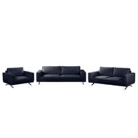 POLSTERGARNITUR (3-2-1) - Strukturstoff - Dunkelblau, Textil (1/1/1cm) - home24