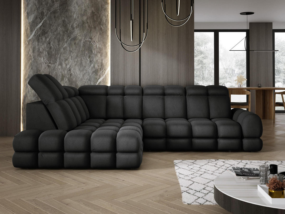 ECKSOFA TOLLO Solar-stoff L-form 302x217x105 cm anthrazit - Schwarz, Holz/Textil (302/217cm) - DomoHome