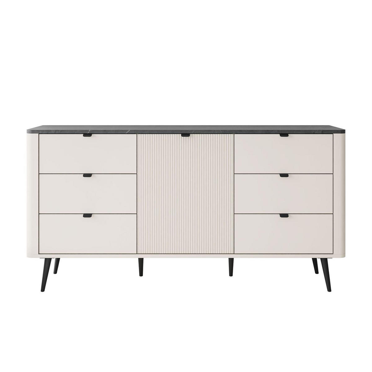 KOMMODE für den Flur AUTUMN 1D6S mit sechs Schubladen, Kaschmir / Grauer Stein - Beige, Holzwerkstoff (160/82/40cm) - Lookway