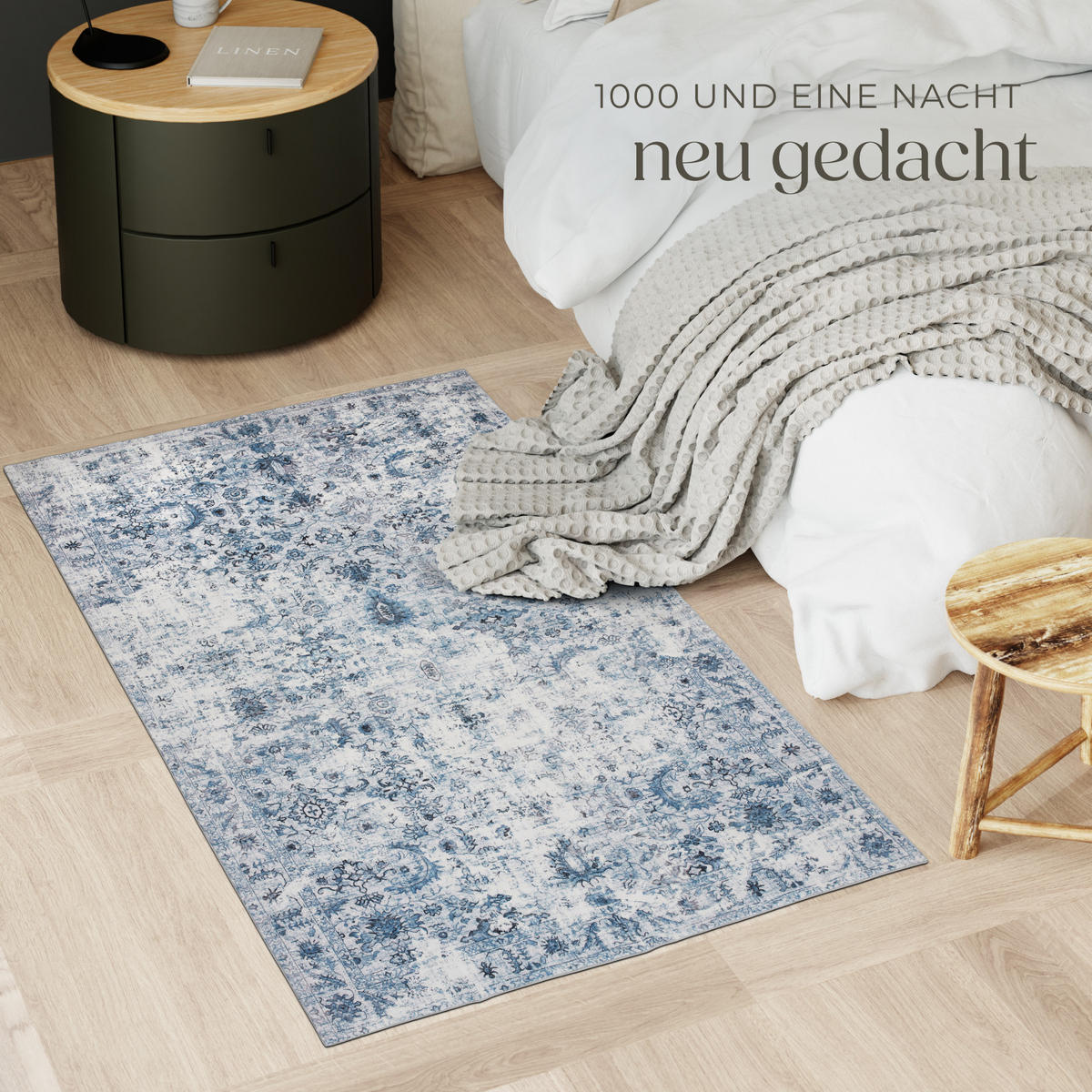 TEPPICH Vintage Design Amara,rutschfeste Unterseite,blau - Blau, Kunststoff (80/150cm) - tectake