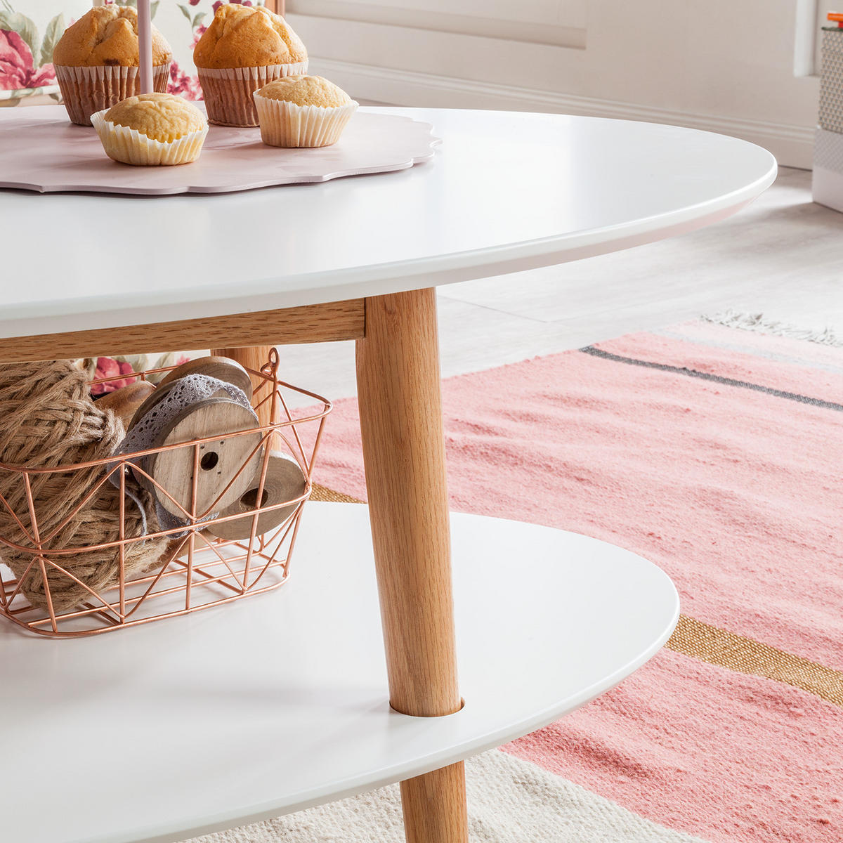 COUCHTISCH - Eichefarben/Weiß, Holzwerkstoff (60/110/42cm) - home24