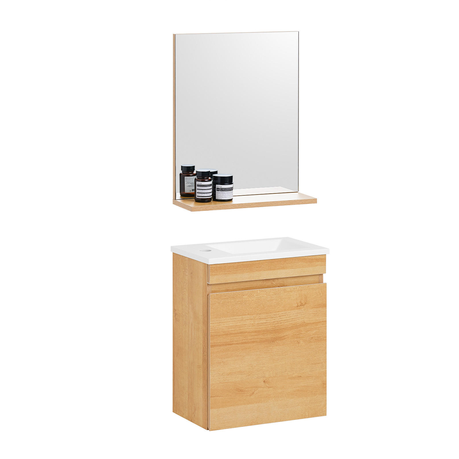 WASCHBECKENUNTERSCHRANK Natur - Naturfarben, Glas/Keramik (41/52/24cm) - SoBuy