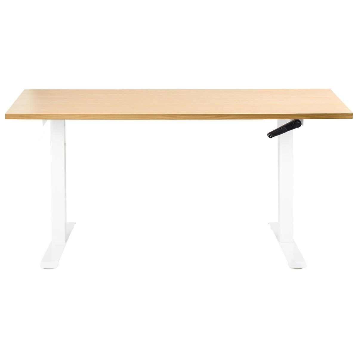 SCHREIBTISCH manuell höhenverstellbar 160/72 cm Hellbraun/Weiß Destines - Hellbraun/Braun, Holzwerkstoff/Metall (72/160/74cm) - Beliani