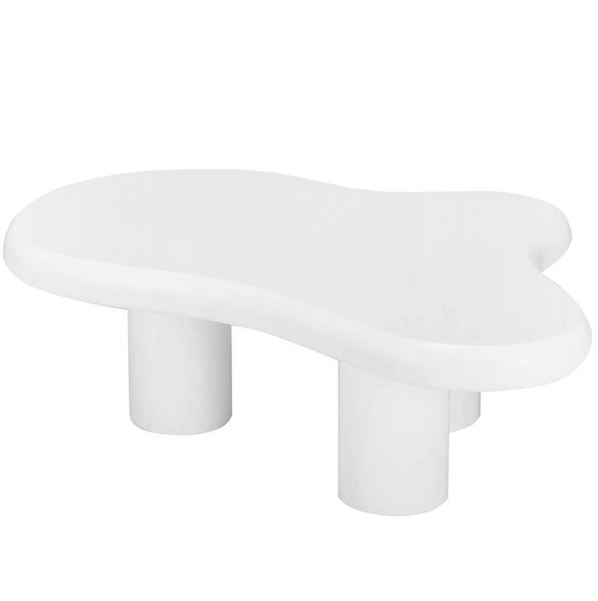 COUCHTISCH 97/67/32 cm in Weiß aus MDF in Wolkenform mit lackierter Oberfläche - Weiß, Holzwerkstoff (97/67/32cm) - Flora Grace