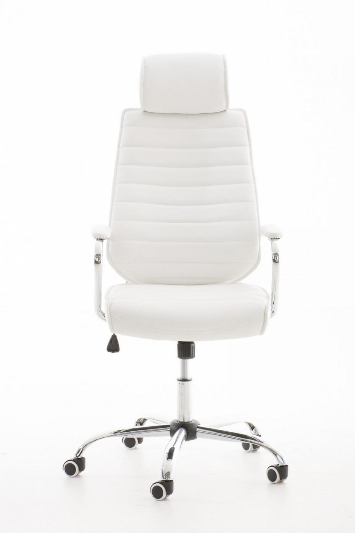 CHEFSESSEL Lederlook weiß - Chromfarben/Weiß, Textil/Metall (60/117/67cm) - CLP