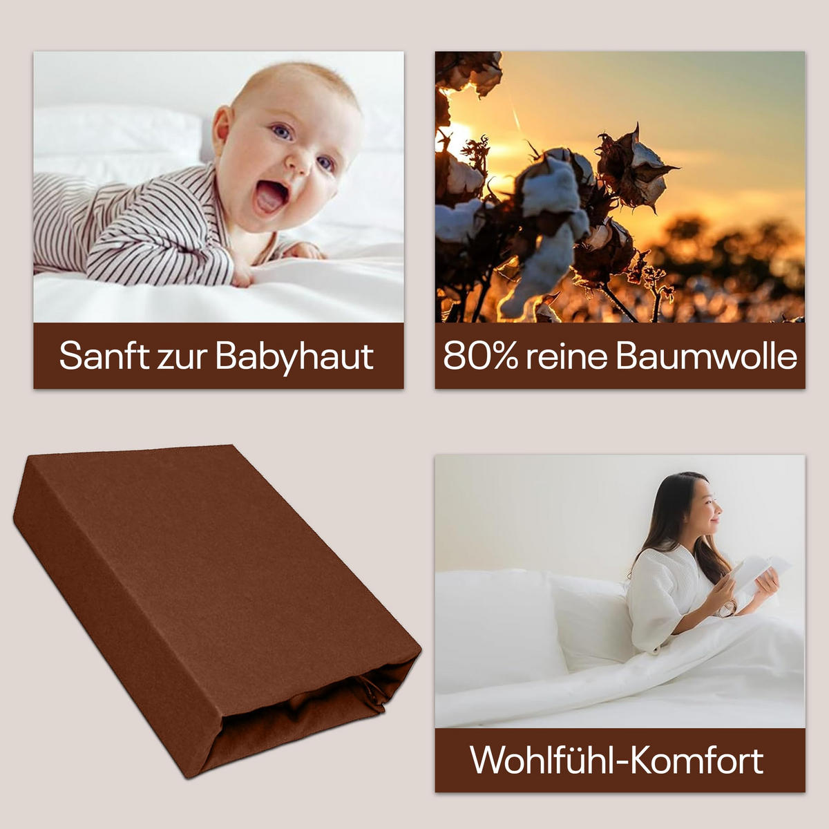 SPANNBETTLAKEN 160/200 cm, Jersey Elastisch 100 % Baumwolle Schokoladenbraun - Dunkelbraun, Textil (160/200cm) - Best For Home