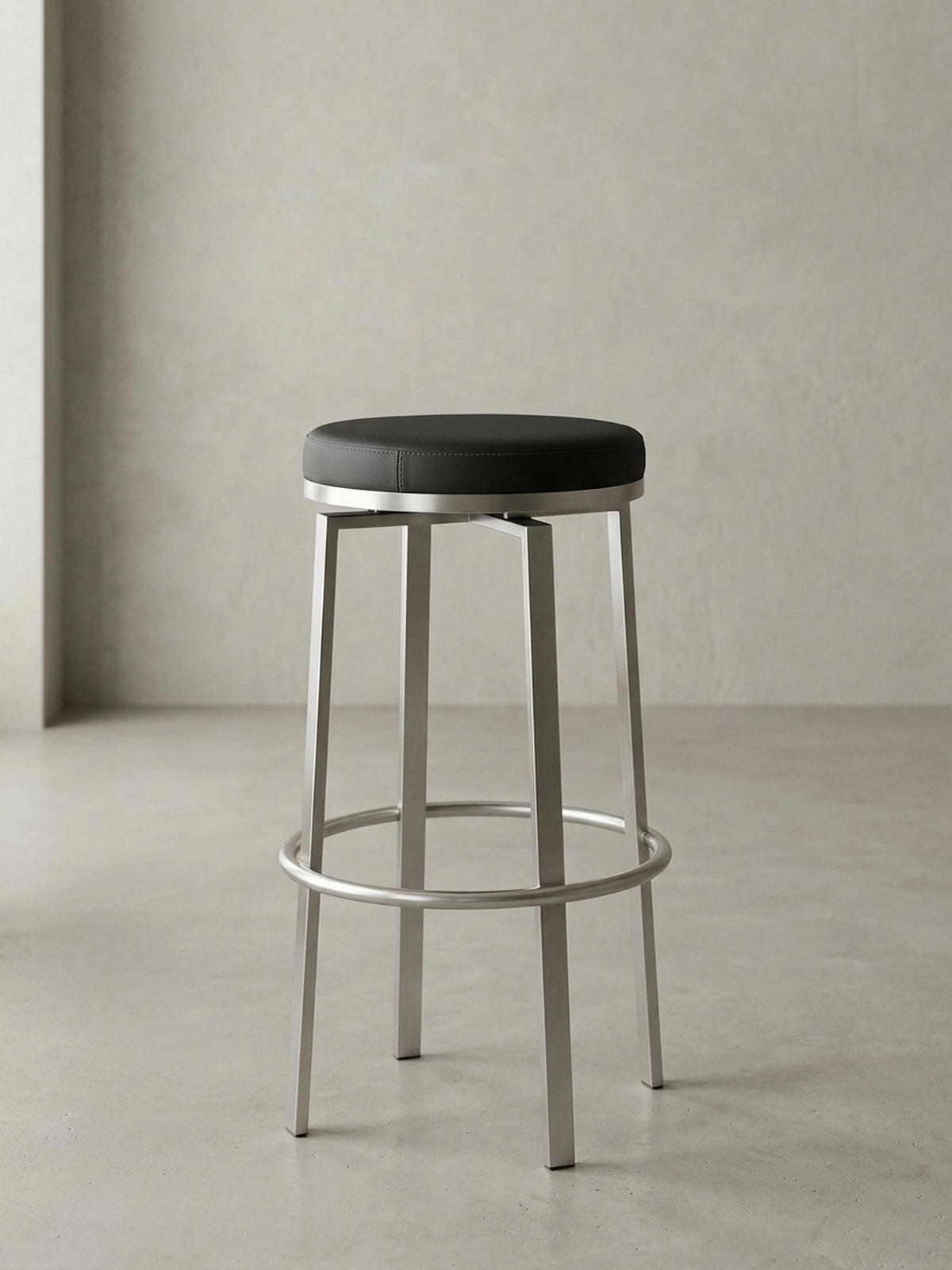 BARHOCKER – Edelstahl, drehbar, gepolsterte Sitzfläche, 76 cm - Silberfarben/Schwarz, Kunststoff/Textil (42/76/42cm) - KADIMA DESIGN