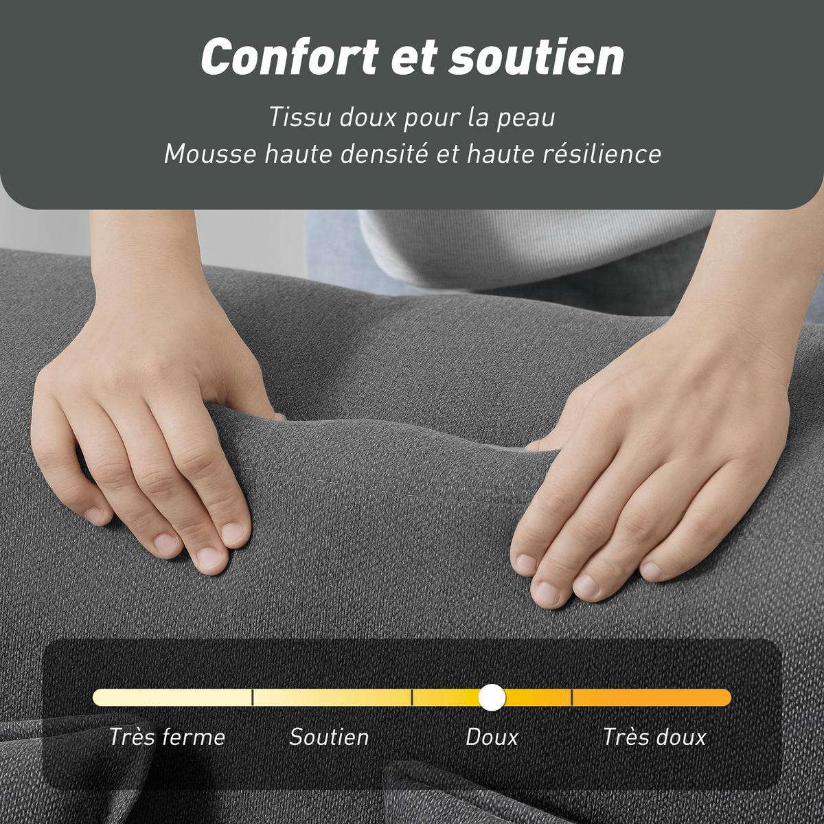 SCHLAFSOFA 2-Sitzer DE-14677 breite Sitzfläche & 2 Kissen Grau - Grau, Textil (203/75/95cm) - ComfortXL