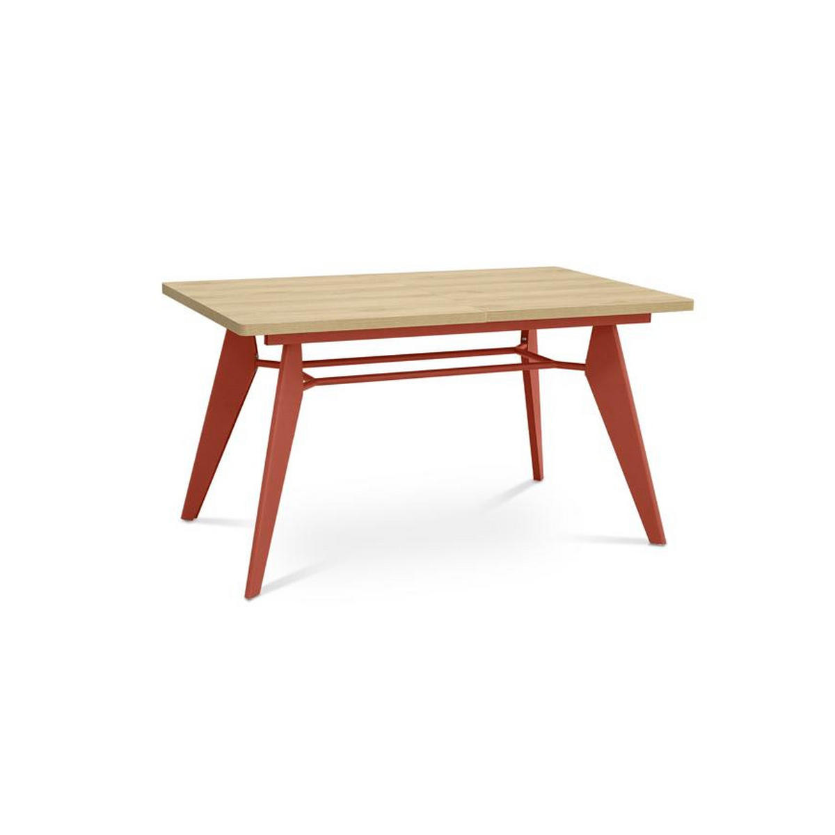 ESSTISCH ausziehbar 140/180cm Metallbeine Terracotta und Tischplatte Eiche-Optik Meloe - Eichefarben/Terracotta, Holzwerkstoff/Metall (90/140/76cm) - Sicaan