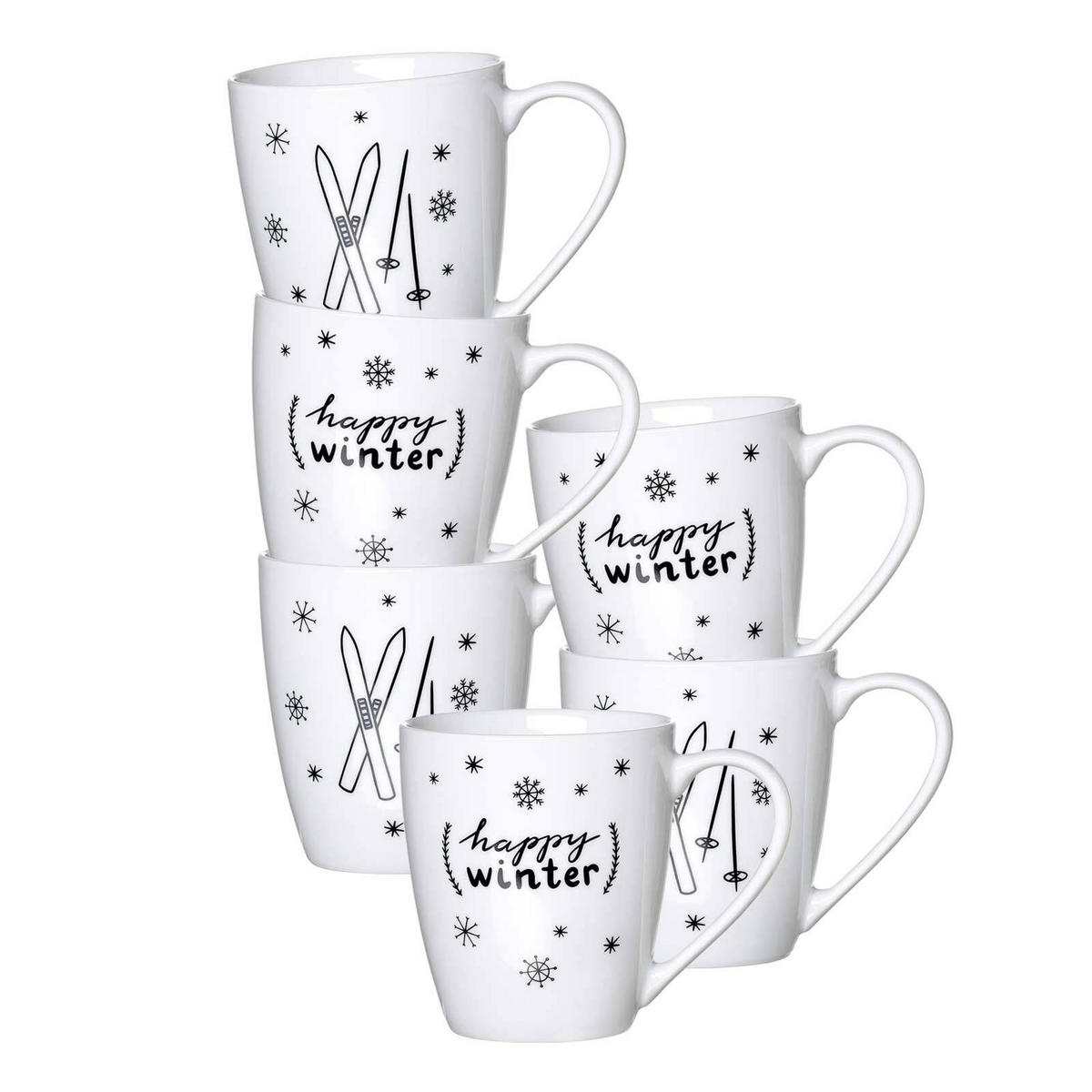 HENKELBECHER Happy Winter weiß 360 ml 6er Set - Weiß, Keramik (0.36L) - Ritzenhoff Breker