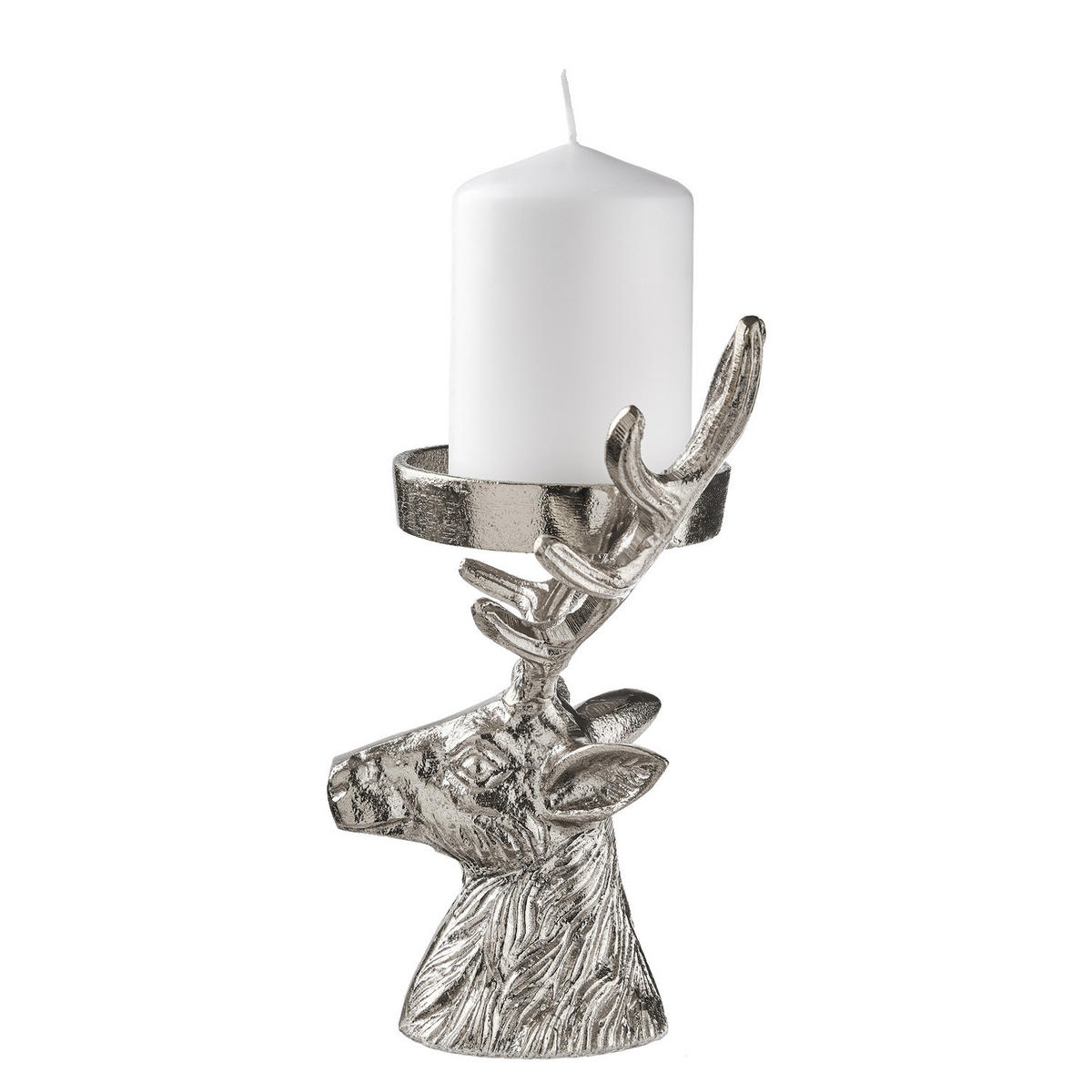 KERZENHALTER Oh My Deer für Stumpenkerzen - Silberfarben, Metall (18/11/21cm) - Butlers
