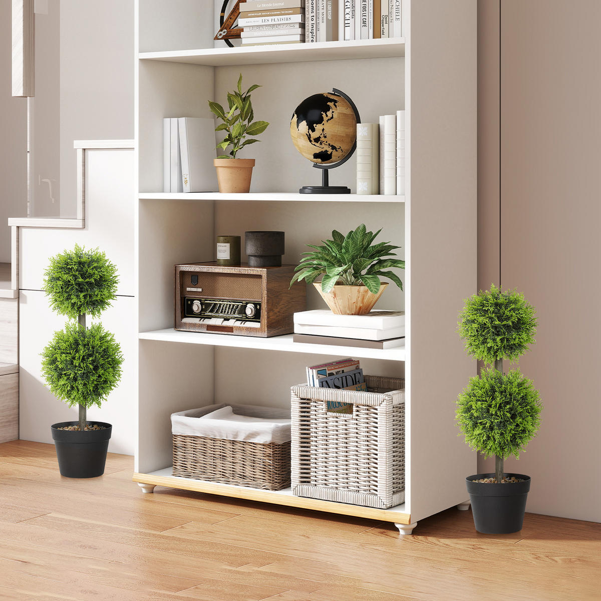 KUNSTPFLANZE 2er-Set DE-16644 Doppelkugeln, 60 cm, 213 Blätter Grün - Grün, Kunststoff (60cm) - ComfortXL