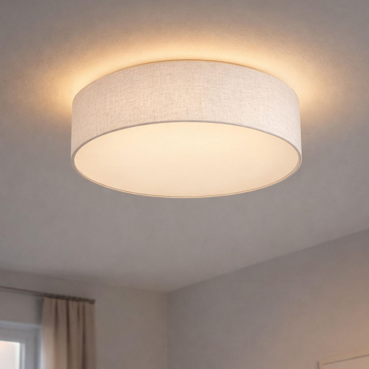 DECKENLEUCHTE AVA Textil Beige - Beige, Metall (40/40/12cm) - Globo Lighting