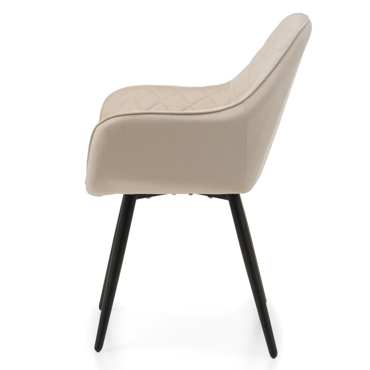 STUHL COLIN gespolsterter mit Steppung - beige - Samt Velours - Ecru/Beige, Textil/Metall (58/87/61cm) - NEW HOME