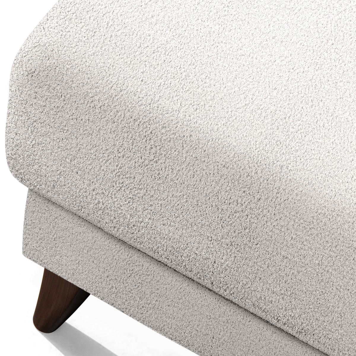 HOCKER GUSTAVO Fußstütze, Bouclé, Weiß - Weiß, Holz/Holzwerkstoff (53/49/53cm) - KONSIMO®