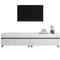 LOWBOARD 180/40/49 cm in Weiß Hochglanz mit 4 Schränken und verstellbaren Einlegeböden - Weiß, Holzwerkstoff (180/49/40cm) - Flora Grace