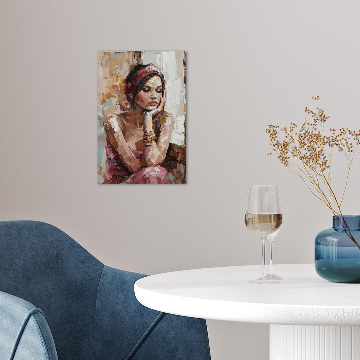 POSTER Frau - Lackierung - Porträt - Modern 20x30 cm - Altrosa, Papier (20/30/0.1cm) - MuchoWow