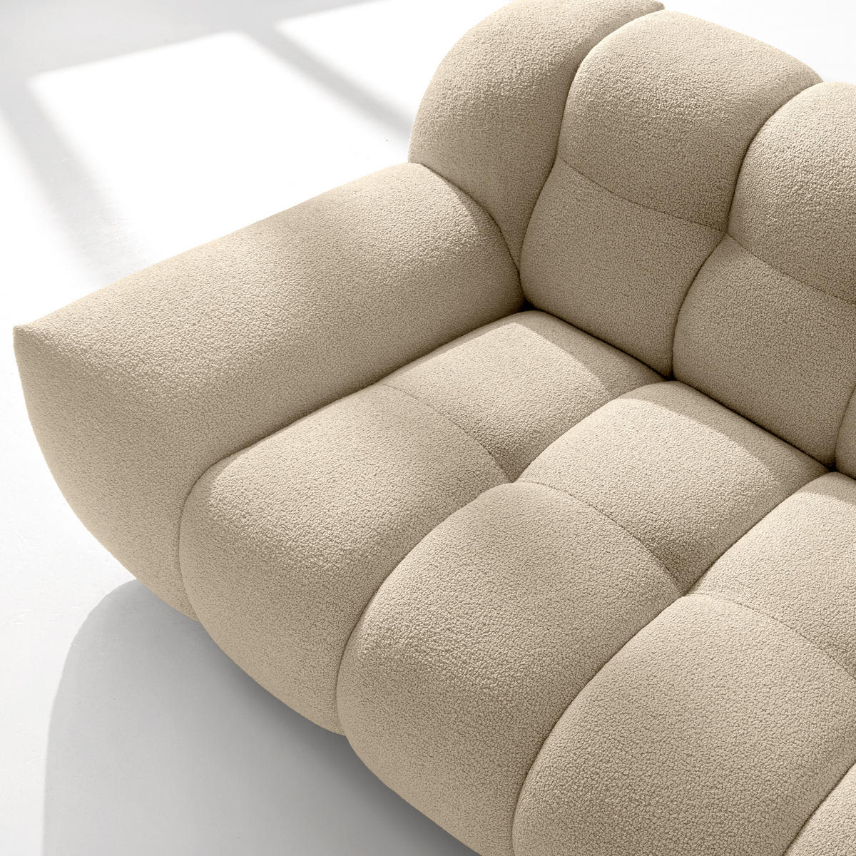 EINZELSOFA VENA Bouclé, Hellbeige - Beige, Holz/Textil (254/72/105cm) - KONSIMO®