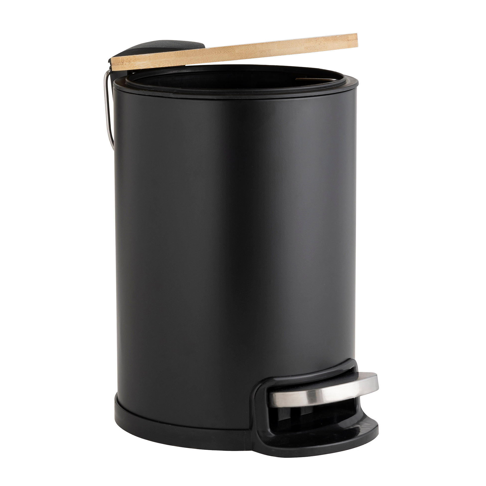 MÜLLEIMER Soft-Close Bambus 3 l Mobelle - Schwarz, Metall (21/27/17cm) - Douceur d´intérieur