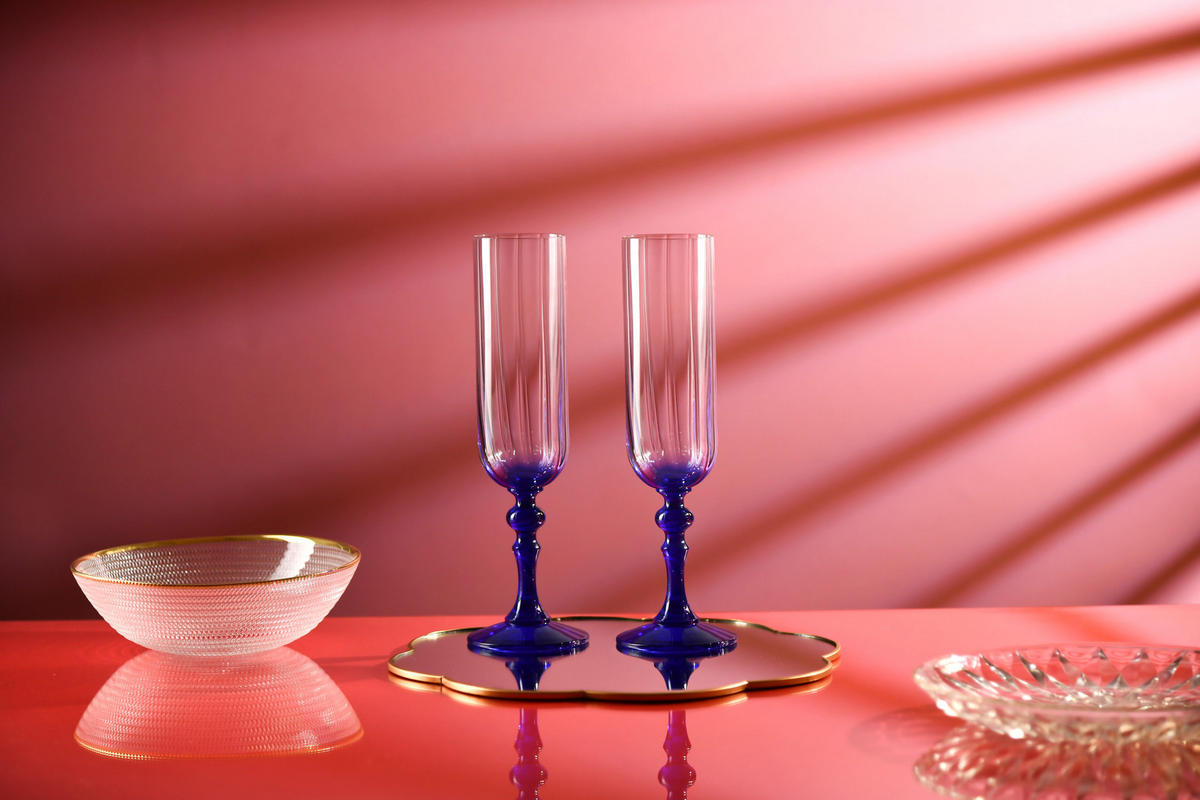 SEKTGLÄSER, 2er-Set, 200 ml - Dunkelblau, Glas (0.2L) - Krosno Glass