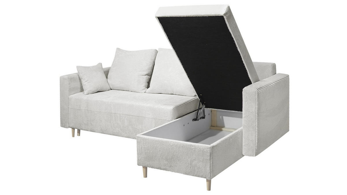ECKSOFA OTTO mit Bettkasten und Schlaffunktion L-Form, Ottomane Universal - Grau, Textil (230/145cm) - Marpur