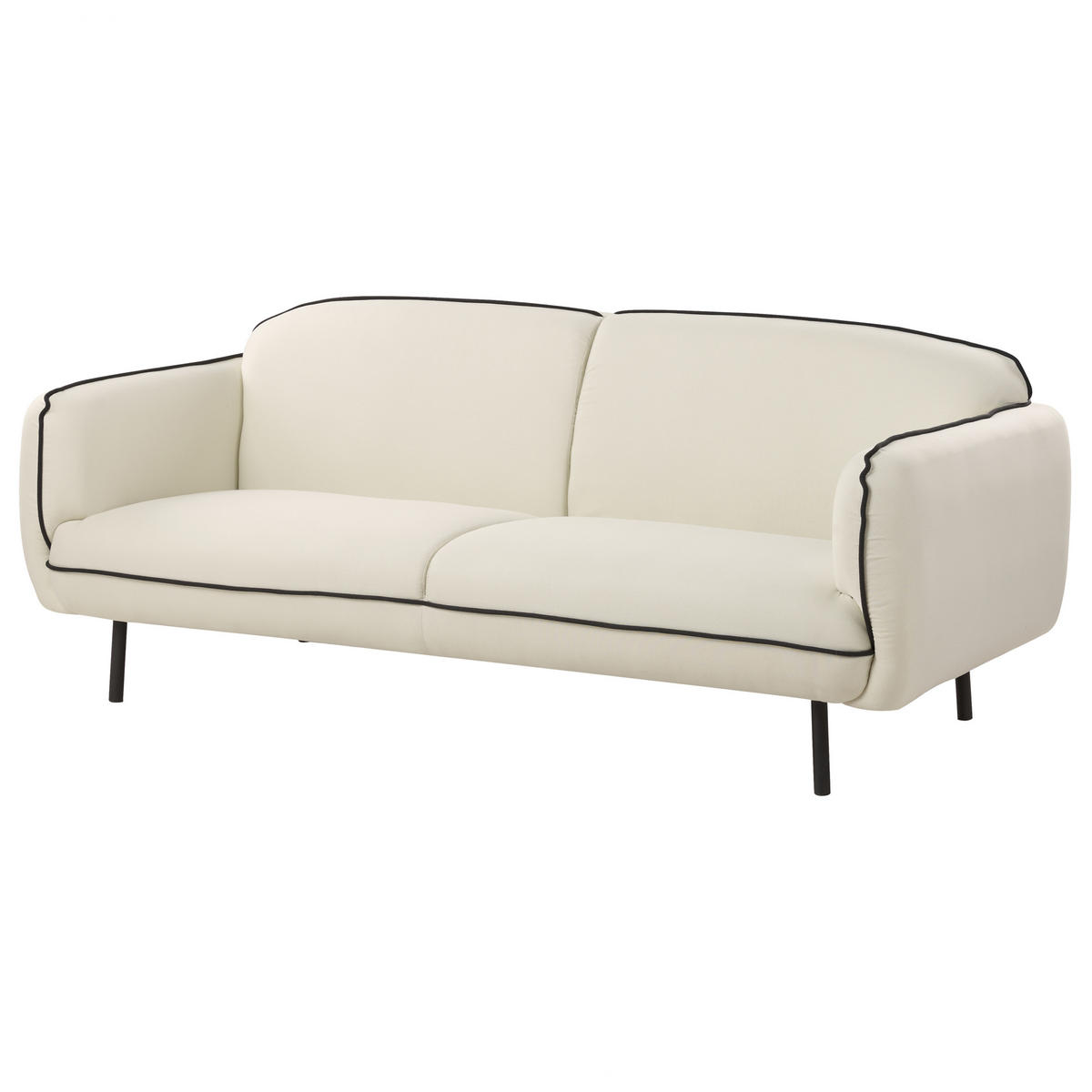 3-SITZER-SOFA Hellbeige/Schwarz mit Ottomane Tonsberg - Beige/Schwarz, Textil (198/78/85cm) - Beliani