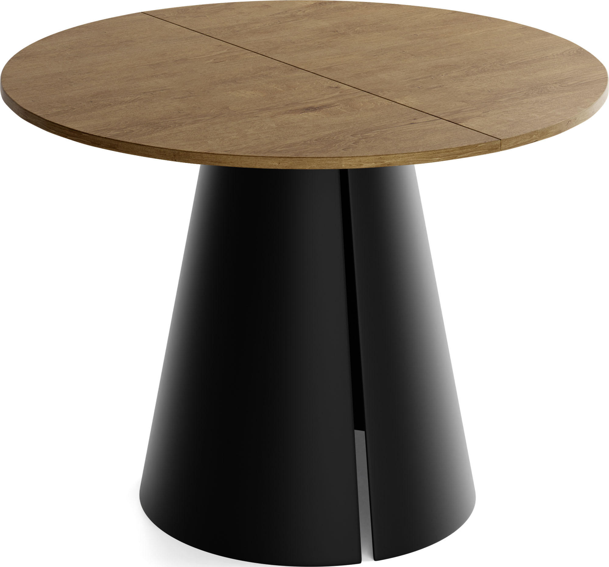 ESSTISCH Lamio runder ausziehbarer, Eiche Braun Rustikal 120-200/120/76 cm - Alteiche/Schwarz, Holzwerkstoff/Metall (120/120/76cm) - WFL GROUP