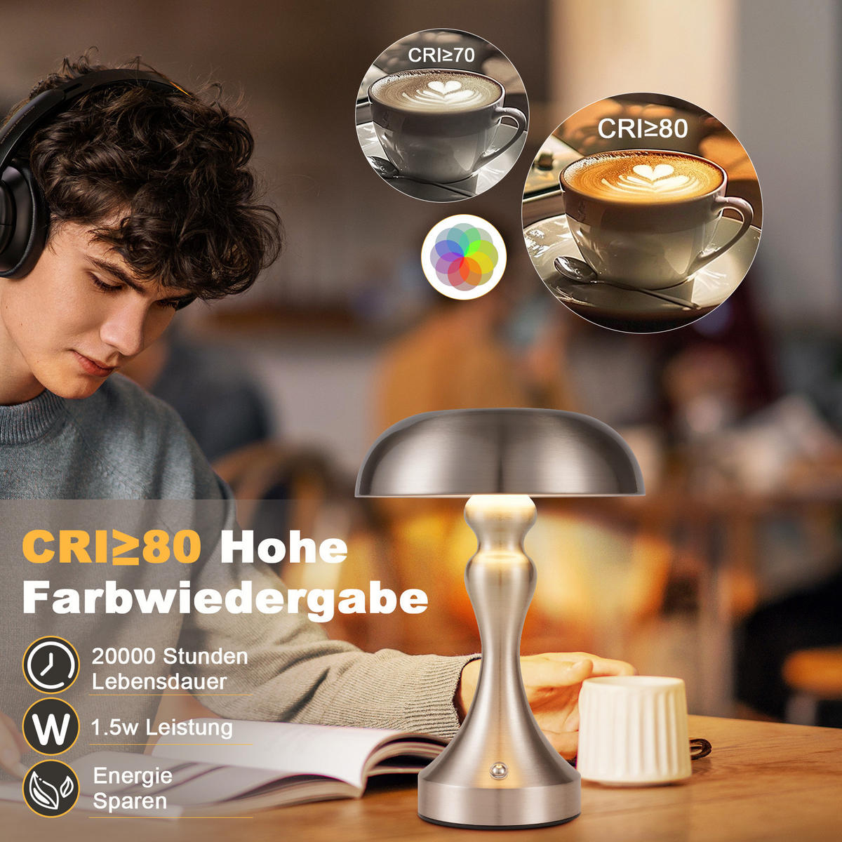 TISCHLAMPE Darius 15.5/15.5/22 cm - Silberfarben, Metall (15.5/15.5/22cm) - ZMH