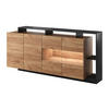 SIDEBOARD mit 4 Türen & 4 Ablagefächern - Mit LED-Beleuchtung - Holzfarben hell & Anthrazit - IDESIA - Anthrazit, Holz (200/92.8/43.6cm) - Vente-Unique