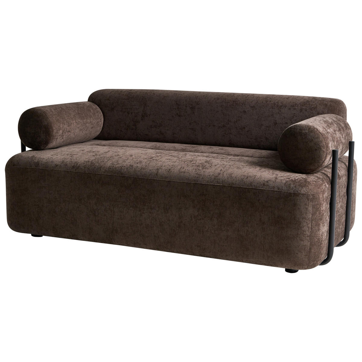POHOVKA 2-místná Žinylková látka Tmavě hnědá Elva - tmavě hnědá, textil (170/74/100cm) - Beliani