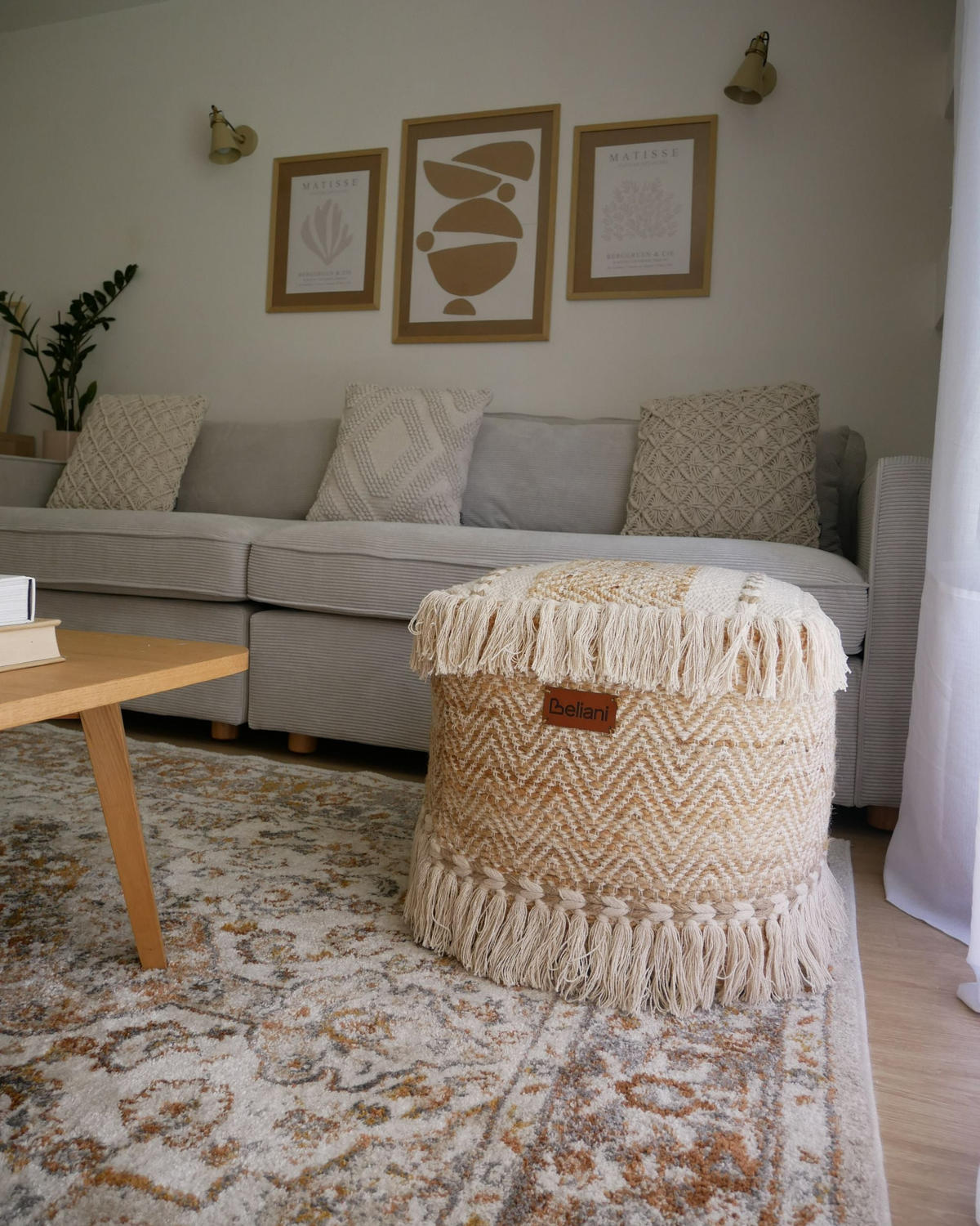 POUF bej deschis Alupola - bej, materiale naturale (40/40/40cm) - Beliani