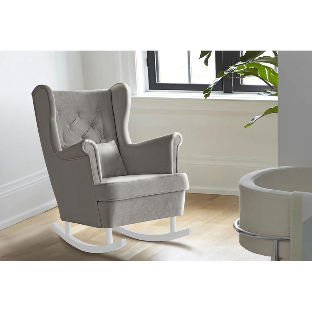 SCHAUKELSTUHL Fabio beige mit Weiß Beinen - Beige/Weiß, Textil (82/103/108cm) - Beautysofa