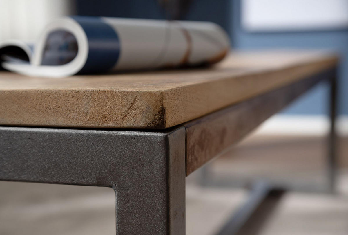 SITZBANK – Mango Massivholz/Metall, Vintage - Anthrazit/Braun, Holz/Metall (120/46/45cm) - KADIMA DESIGN