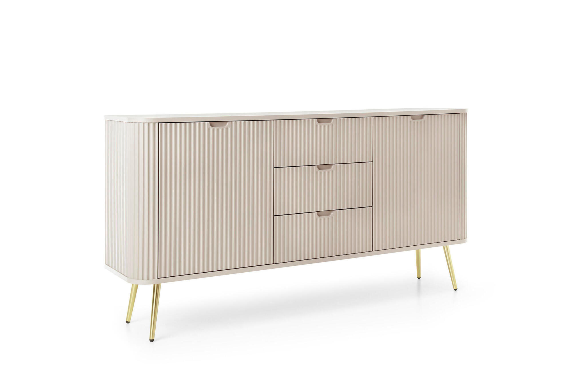 SIDEBOARD ZOVA Beige, Gold 168x39x87 cm - Beige/Goldfarben, Holzwerkstoff (168/87/39cm) - FURNLUX