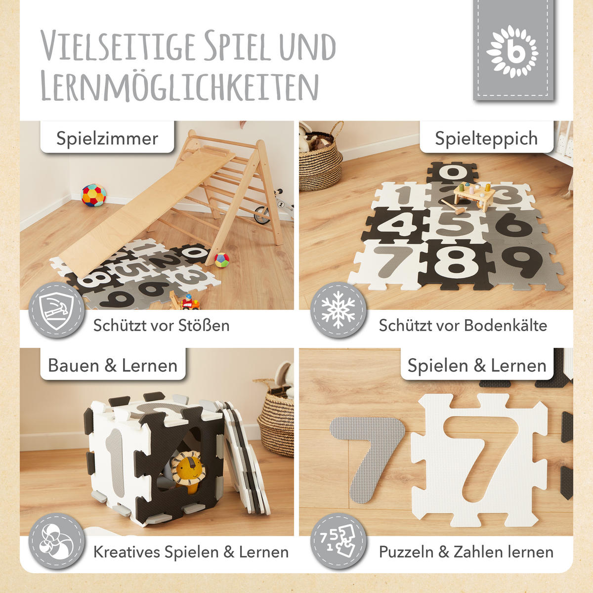 PUZZLEMATTE Kinder 26 Teile - Grau, Kunststoff (32/32cm) - Bieco Spielwaren